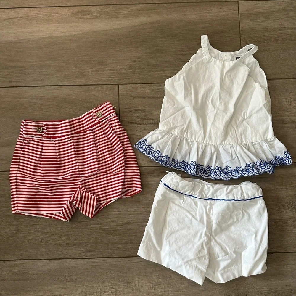 Girls Janie and Jack bundle nautical shorts and white and blue matching set - Picture 1 of 8